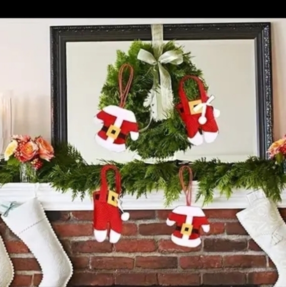 Eight (8)!!  Christmas Cutlery Holders, Ornaments. 4 Santa Pants, 4 Suits, NEW - Picture 3 of 12